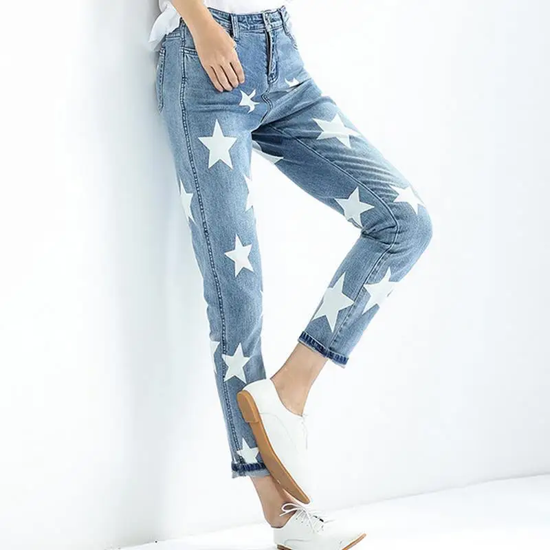 star pattern jeans