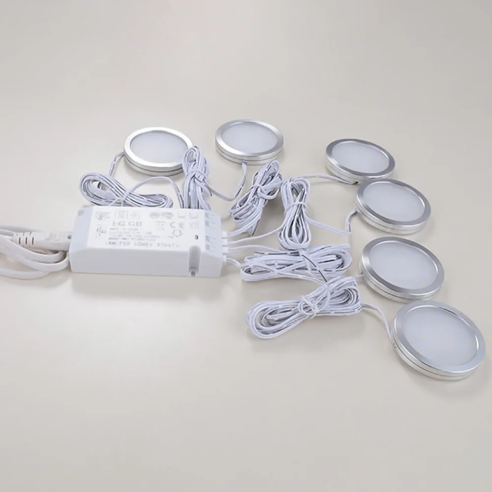 LAIDEYI 6 шт. Светодиодная лампа для шкафа 12 в мебельный шкаф круглый LED RV витрина дома