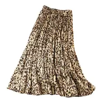 Женские леопардовые плиссированные юбки с принтом осенние ретро Элегантные середины талии широкая юбка женские винтажные до середины икры Sikrts