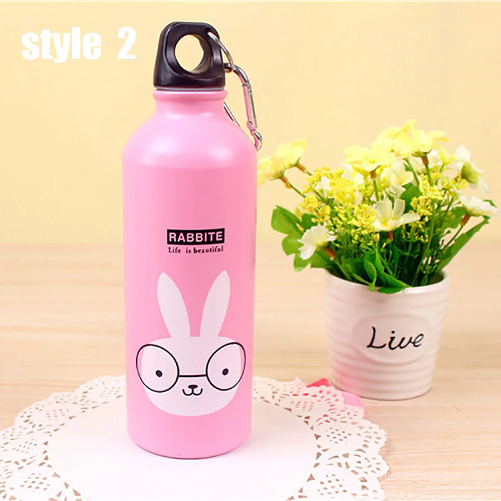 WTCABROE 495 مللي الكرتون drinkware الصالة الرياضية الاطفال زجاجات مياه في الهواء الطلق السفر نمط الألومنيوم اكسسوارات المطبخ المياه زجاجة