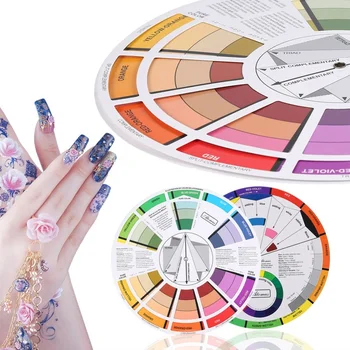 

Professional Tattoo Nail Pigment 12 Color Wheel Paper Card Supplies Three-tier Design Mix Guide Round The Central Circle Rotates