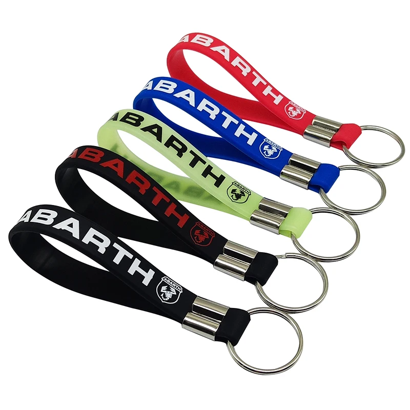 

Car-Styling Luminous Car Keychain Silicone Key Ring Holder Abarth Logo Auto Car Fashion For FIAT 124 125 500 695 OT2000 Coupe