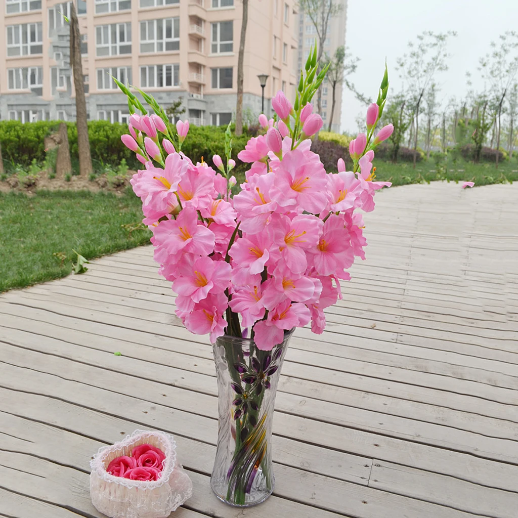 Искусственные одностворчатые шелковые цветы гладиолус цветы со стеблем розовые для свадьбы, дома, вечерние украшения