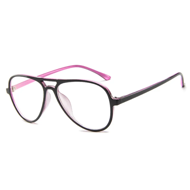 Ретро очки с двойным лучом, оправа для женщин, ультра-светильник, авиационные очки, оправа, Модные прозрачные оптические плоские очки, мужские очки - Цвет оправы: black purple