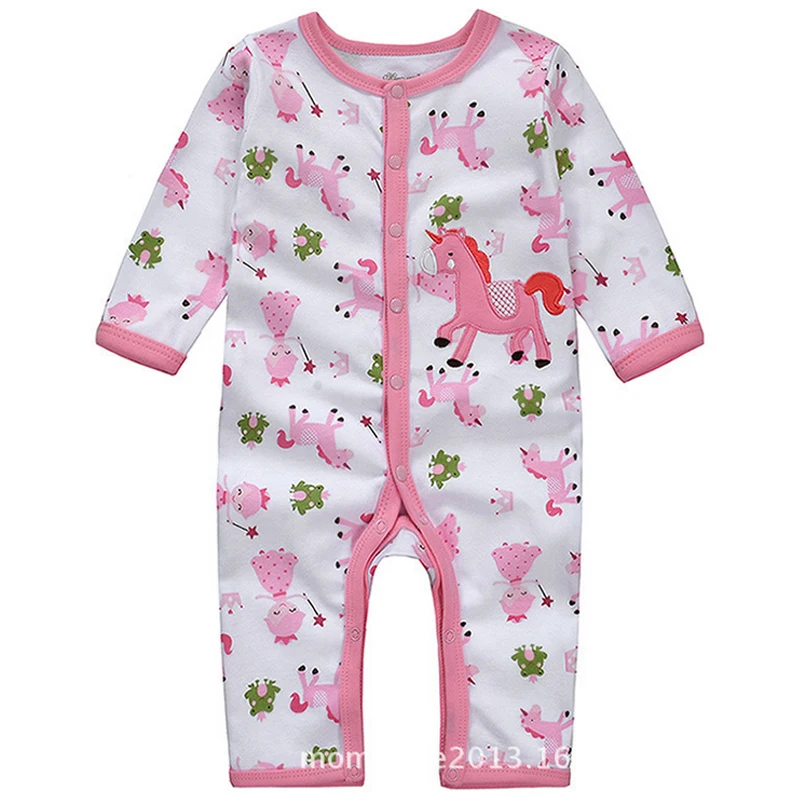 

y343Long-legged long-sleeved Romper climbing clothes autumn children's clothing female baby pink a leotard fairy unicorn pattern