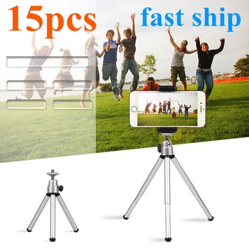 

15pcs wholesale Silver Color Travel Stand Holder Camera Mini Tripod for Smartphone for Go pro7 6 5 4 3+ 2 1 iphones Huaweixiaomi