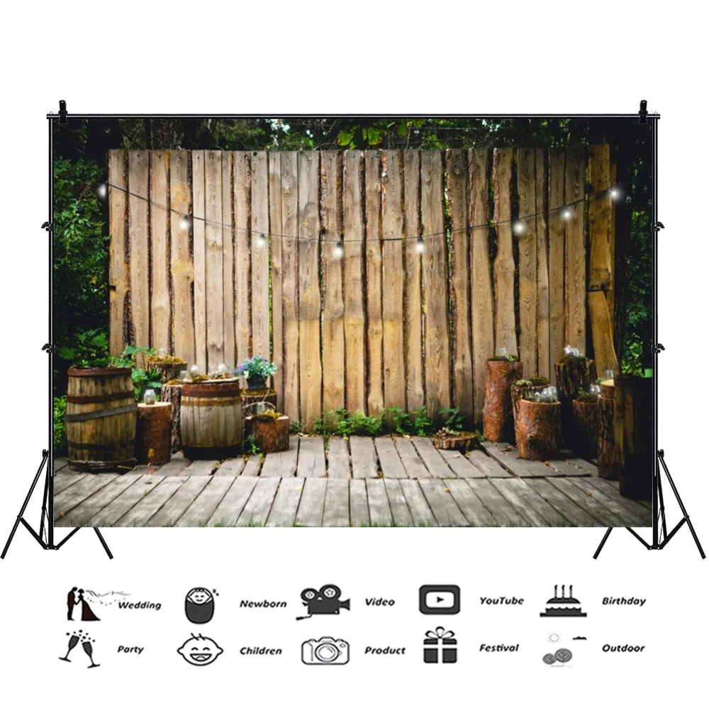 Photo Backdrops Retro Garland With Luminous Bulbs Decor Pots With Flowers Candle Stage Photographic Backdrops For Photo Studio