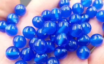 

Natural ice species blue agate round beads Blue jade pith agate DIY Jewelry Accessories