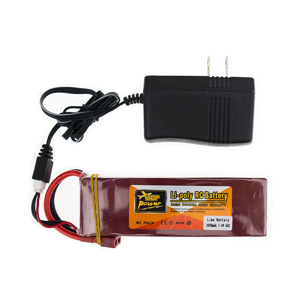 $23.38 Upgrade Lipo V 2S ZOP Drone Batteria 5000mah Battery 40C XT60 T Plug With Charger Set For RC Qu