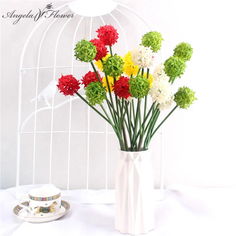 3 Branch Ball Flower With Stem Silicone Flower Ball Christmas