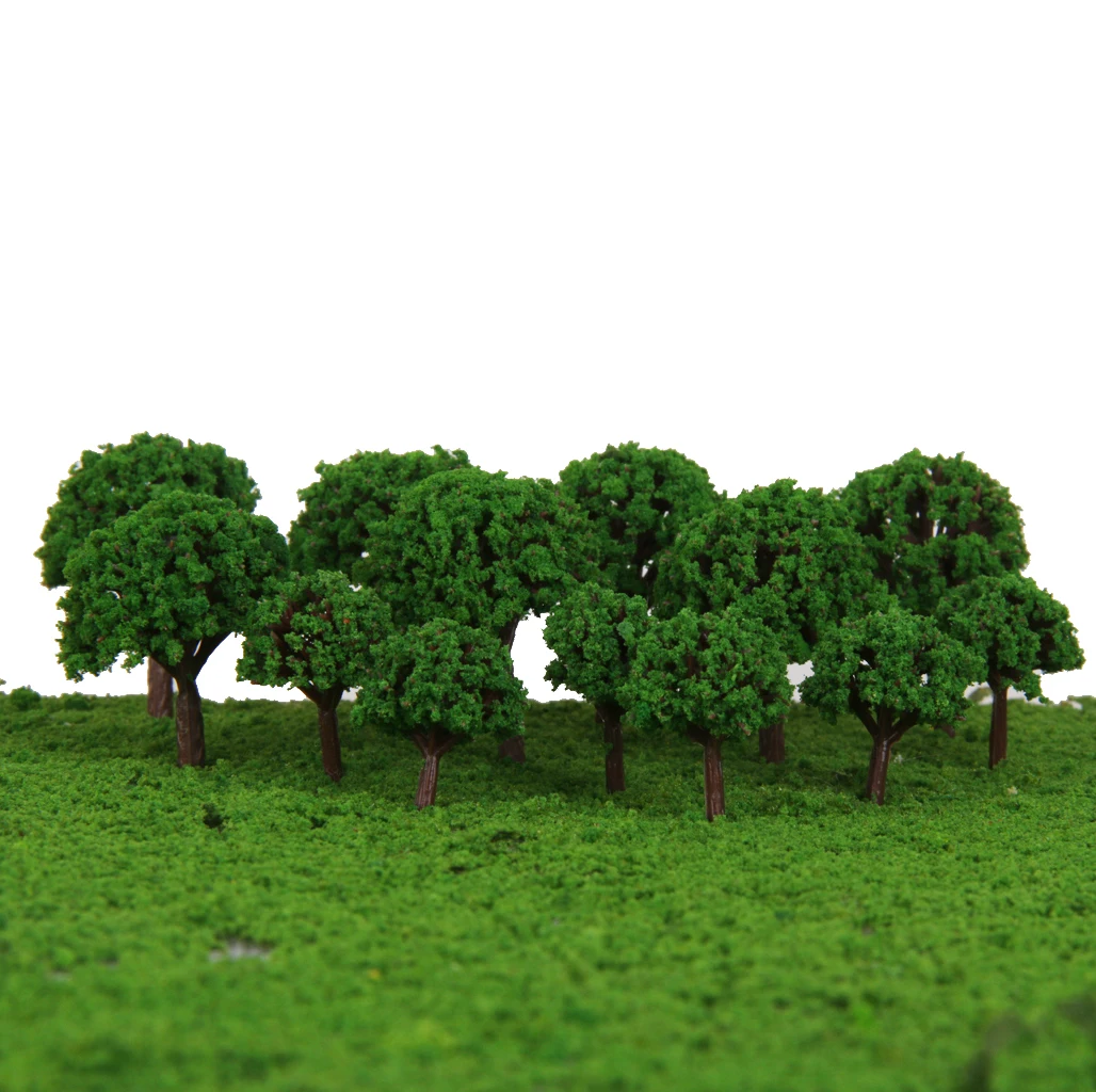 

50pcs/lot 3cm Scenery Landscape Train Model Trees Light Green 1/500