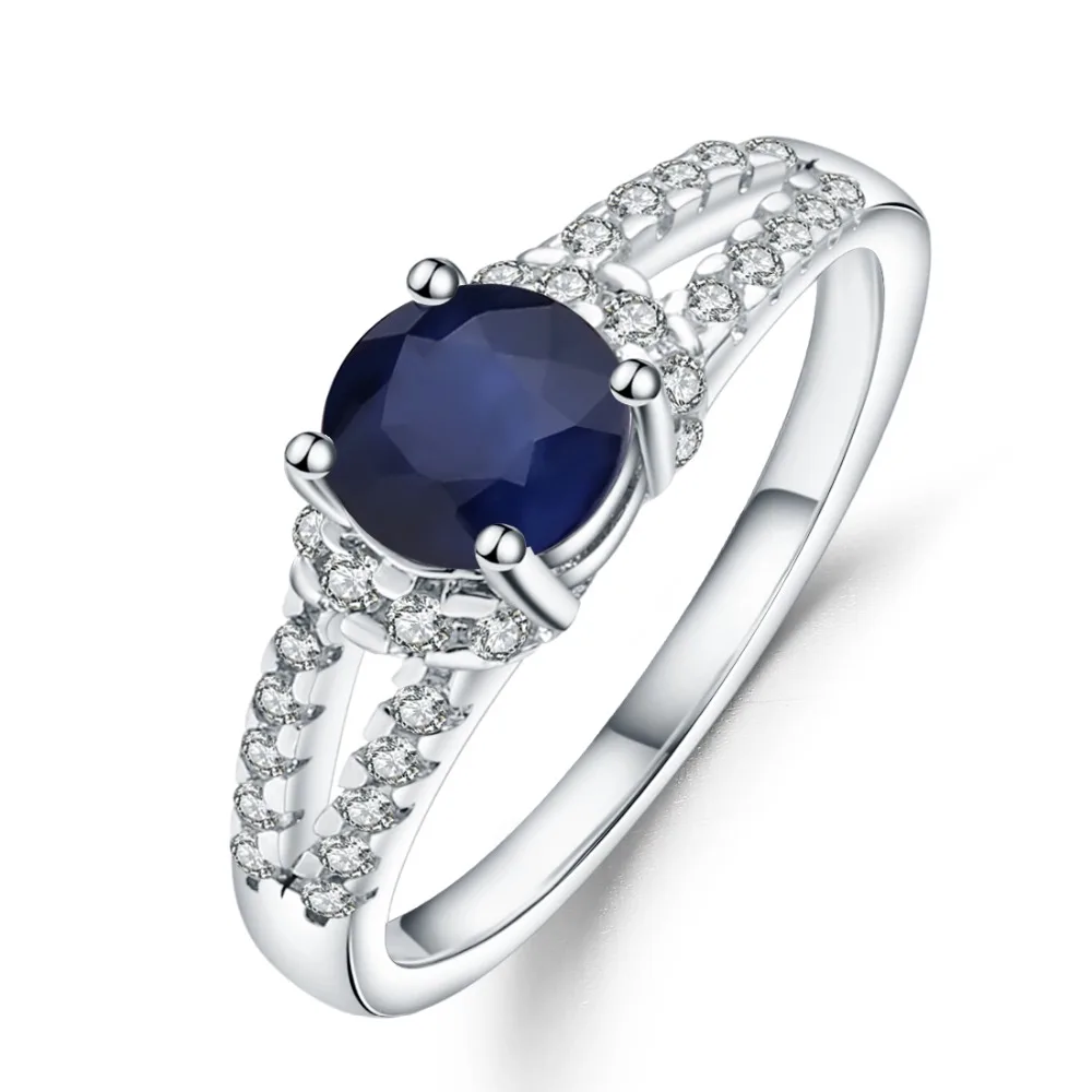 Женское балетное кольцо GEM'S круглое 1.31Ct натуральное синее сапфировое из