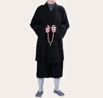 

UNISEX linen&cotton Buddhist Monks zen uniforms Buddhism robe suits Lohan ARHAT clothing kung fu costumes black