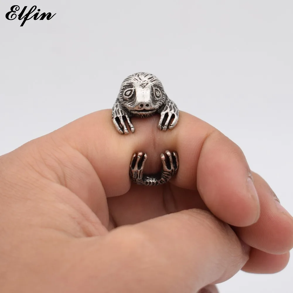 Elfin винтажное регулируемое кольцо Ленивец мужские модные милые ювелирные
