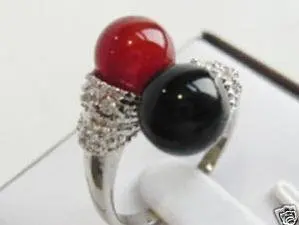 

Wholesale charming 8mm black sterling-silver red coral ring size 7.8,