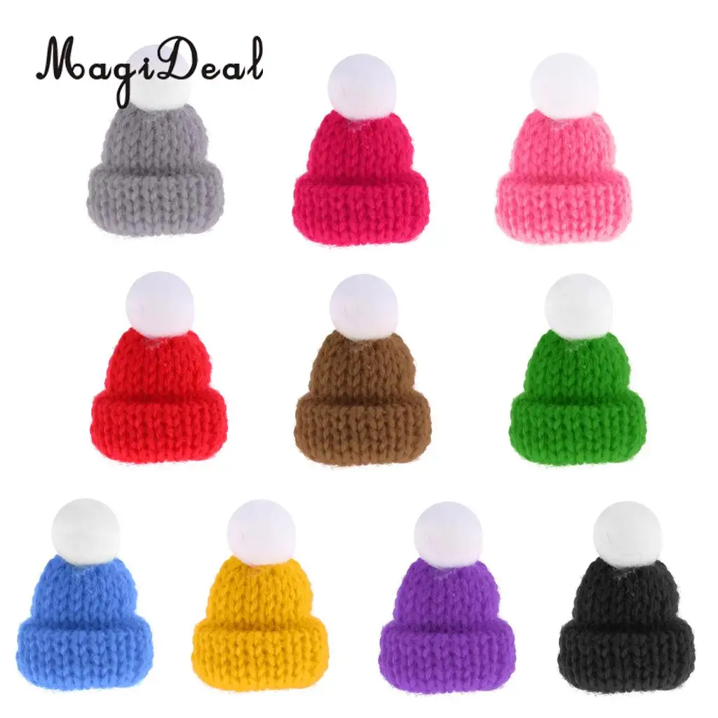 Lovely Miniature Mini Knit Hats for 1:12 Scale Dollhouse Miniature Home Shop Accessories Dolls House Interior Decoration Red