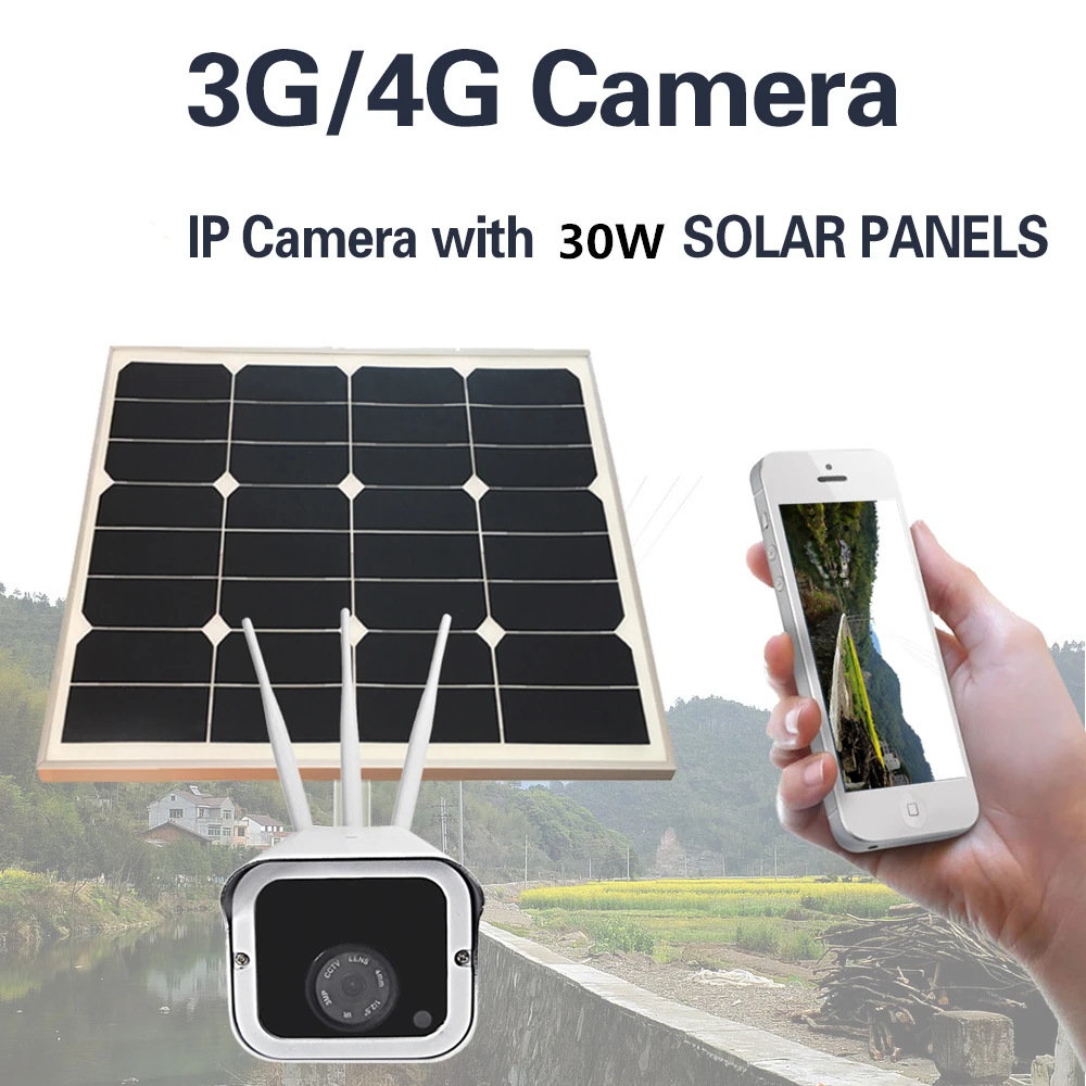 30 Вт солнечная панель IP камера для улицы 3g 4G SIM беспроводная камера безопасности 1080P HD Водонепроницаемая камера видеонаблюдения 16 Гб sd-карта