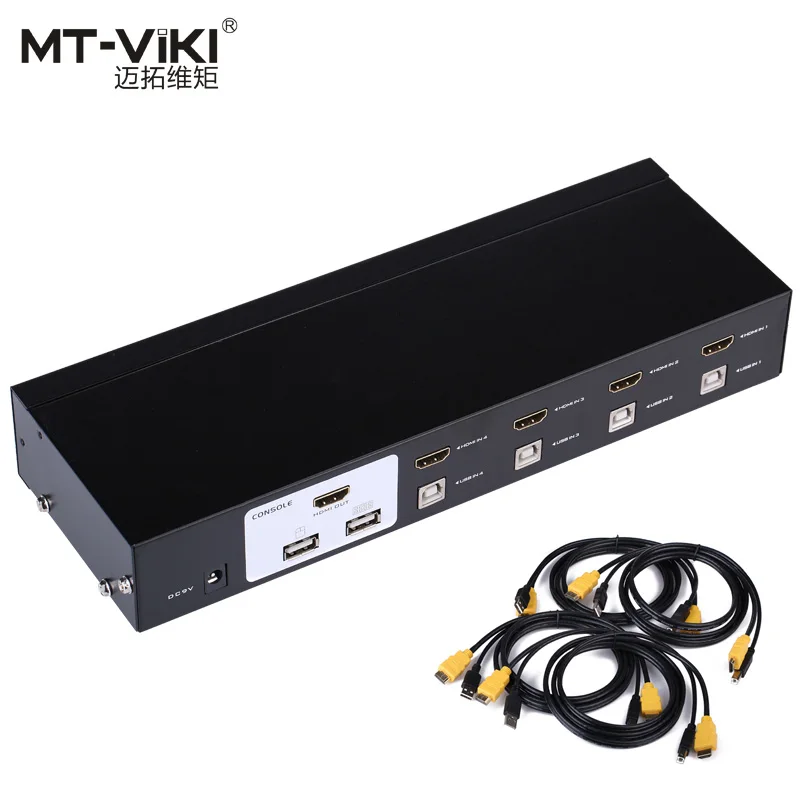 

Mt-Vik 4 Port Auto HDMI Switch KVM Switch USB Hothey Console 1080P Video Switcher for 4 PC 1 Monitor Original Cable 2104HL