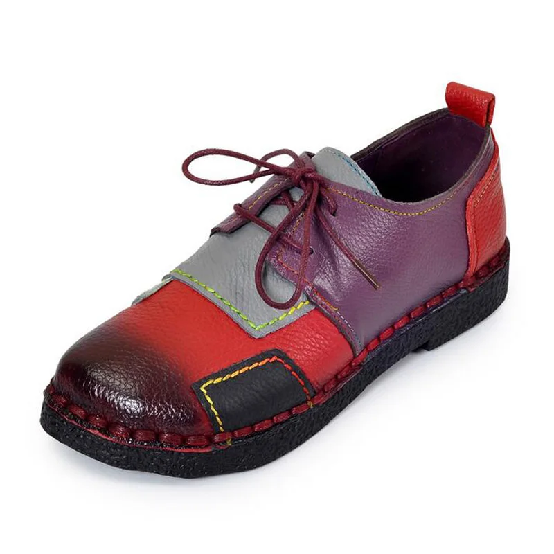 2018 New Fashion Women Shoes Genuine Leather Loafers Women Mixed Colors Casual shoes Handmade Soft Comfortable Shoes Women Flats (6) - 