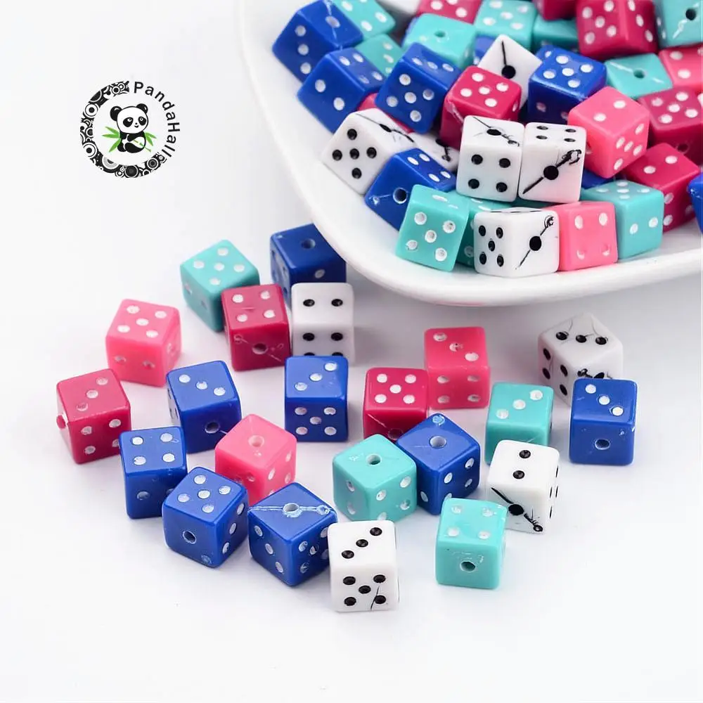 Buy Opaque Acrylic Beads Dice Beads Dice Mixed Color 7