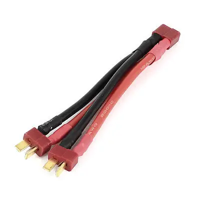 

2pcs RC Model Toy Battery T-Plug Series 2-Male to 1-Female Connector Wire 13cm 12AWG