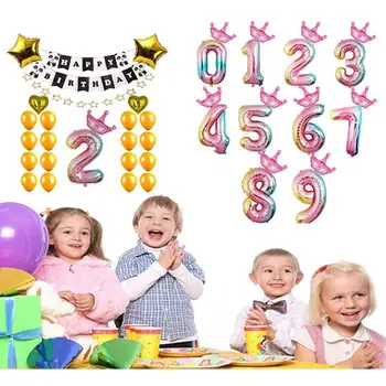 

HobbyLane Cute Number 0-9 Years Children Anniversay Brithday Balloon With Panda Pattern String Banner Kids Birthday Party Decor
