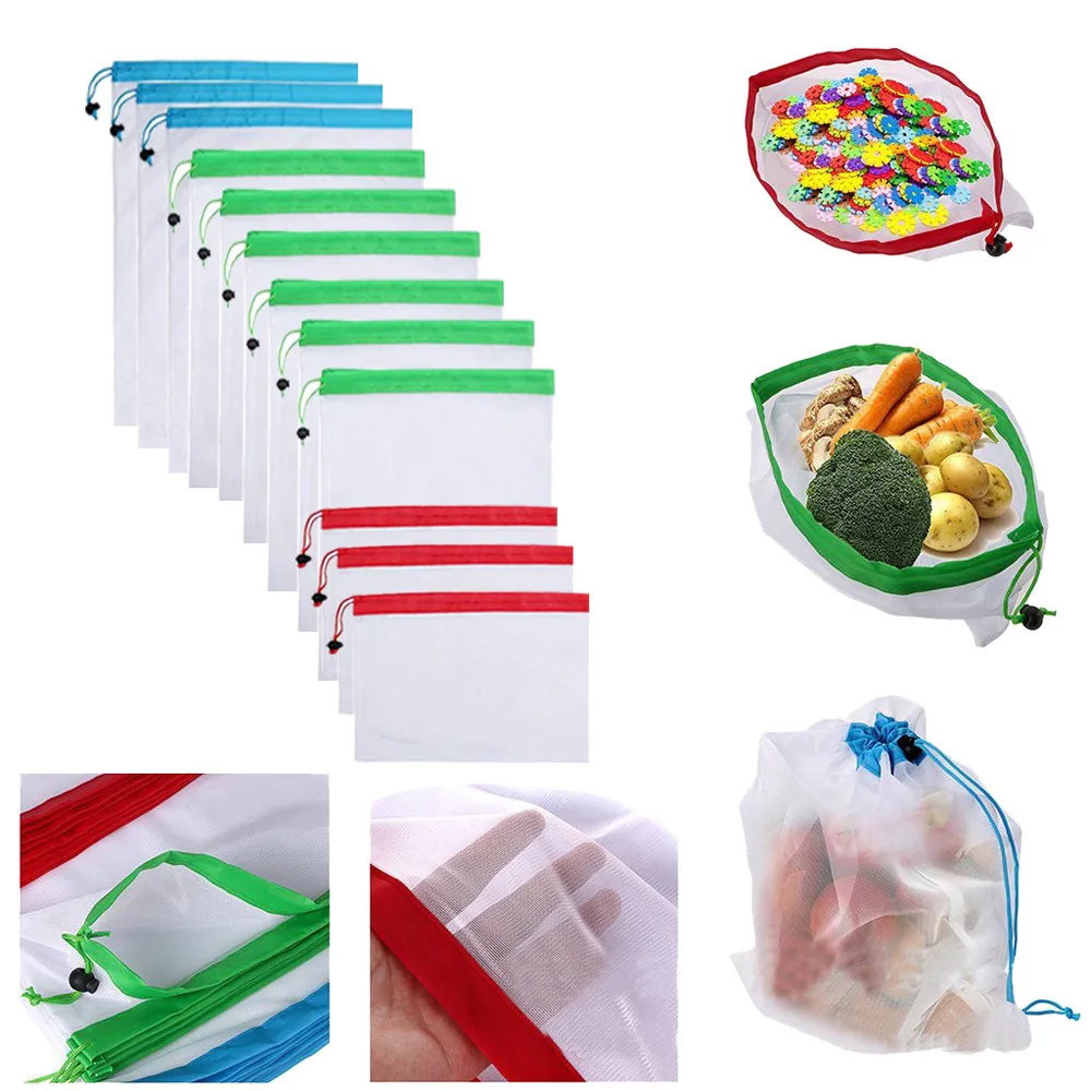

12pcs Reusable Mesh Produce Bags Washable Eco Friendly Bags for Grocery Shopping Storage Fruit Vegetable Toys