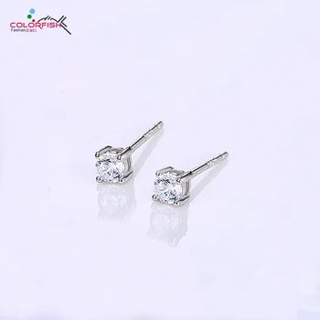 

COLORFISH Small Cute 3mm Women's Stud Earrings Original Authentic 925 Sterling Silver Round Brilliant Solitaire Earring Fashion