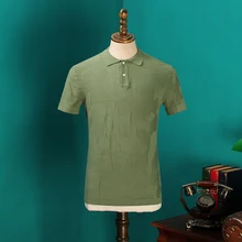 Летняя Новинка г. черный Для мужчин корейский Тип уникальный Вязание Paul рубашка для отдыха Рубашки с короткими рукавами Армейский зеленый blusas