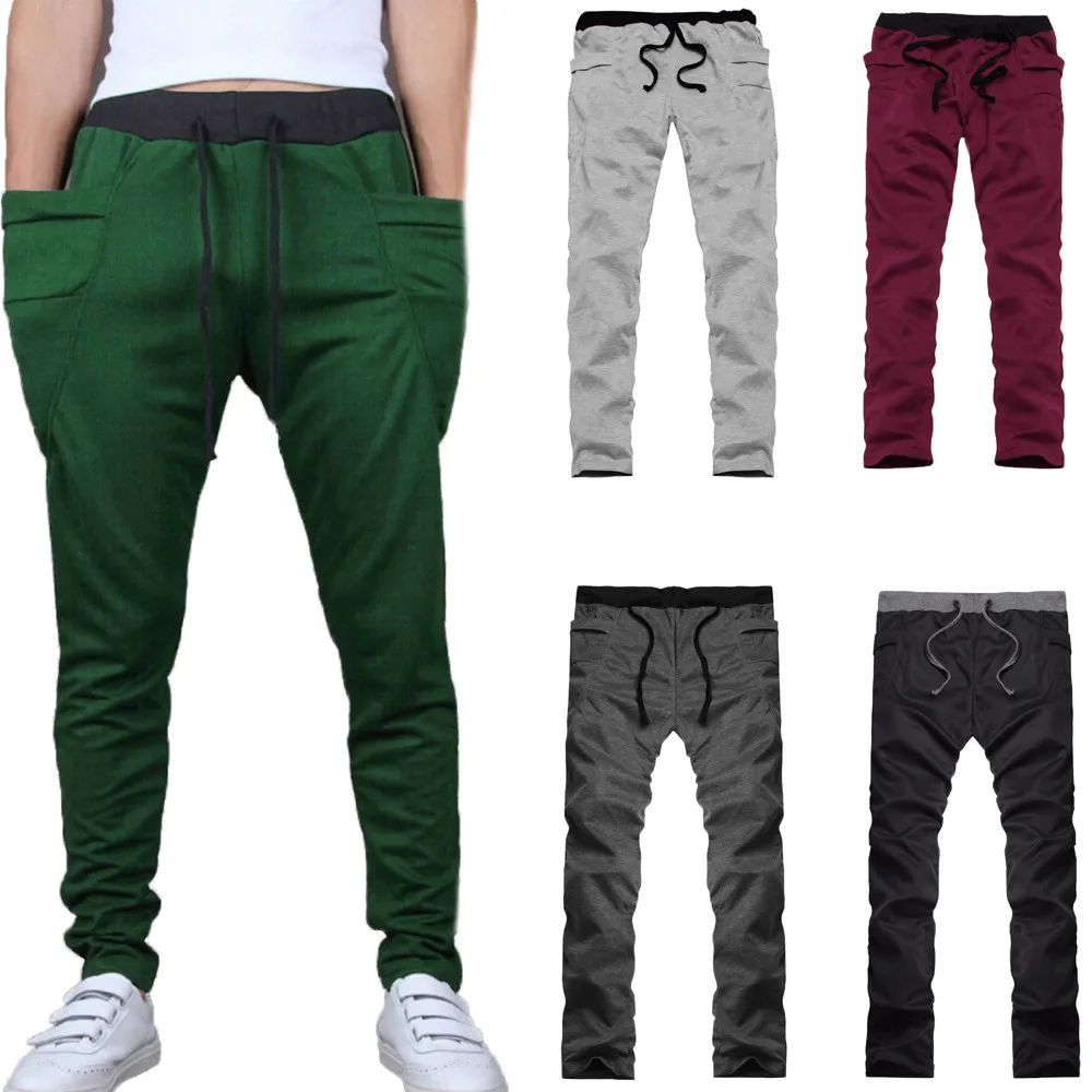 

2019 Men's solid color casual trousers jogging sportswear running sweatpants sports pants trousers plus size 7.2