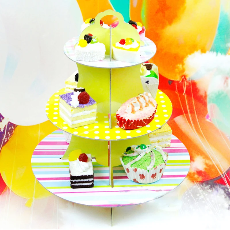 3 Tier Paper Cupcake Stand DIY Cake Display Foldable Cupcake Dessert