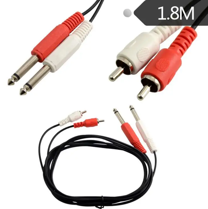 

1/4" 2 Dual 6.35mm Mono Male to 2 RCA Male AUX Audio Convertor Adapter Cable 1.8m