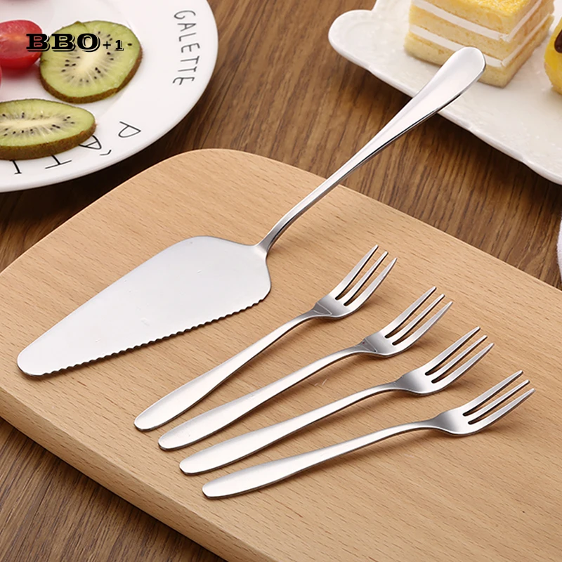 Stainless Steel Cake Shovel Knife Fork Set Dessert Salad Fruit Mini