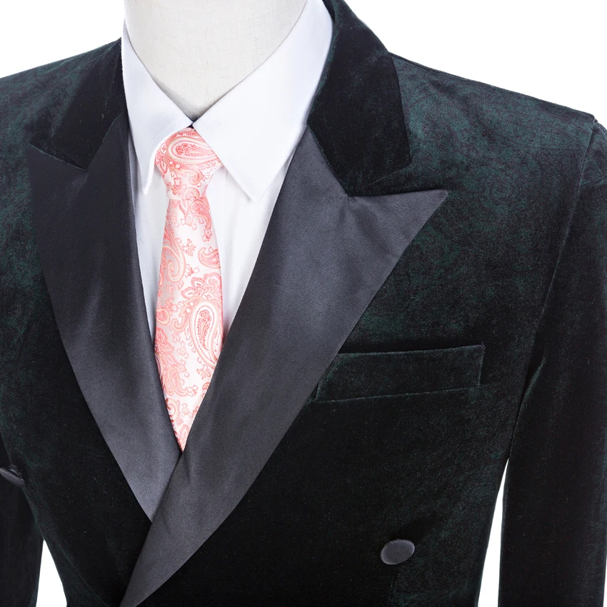 New Design Velvet Groom Tuxedos Groomsman Suit Wedding suit Double Breasted Made Man Suits (Jacket+pants)