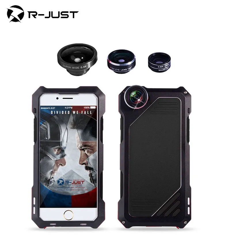 imágenes para Para iphone 6s plus case con película de vidrio de gran angular ojo de pez macro lente a prueba de choques de aluminio del metal cubierta armor case para iphone 6s 6 imágenes para Para iphone 6s plus case con película de vidrio de gran angular ojo de pez macro lente a prueba de choques de aluminio del metal cubierta armor case para iphone 6s 6