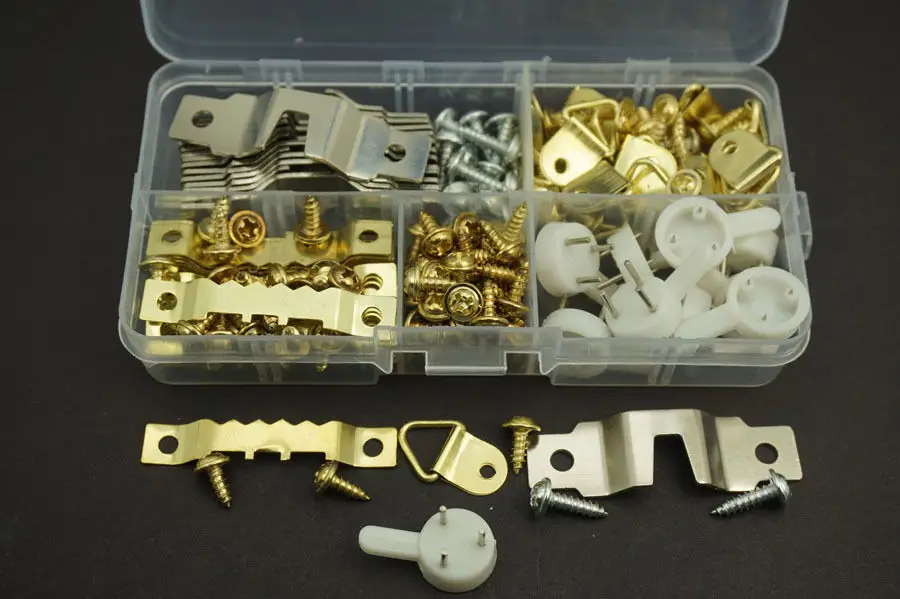 

80 PCS/Lot Hanger Fastener Hanging Photo Picture Frame Hanger Kit & Screws Assortment Free Shipping