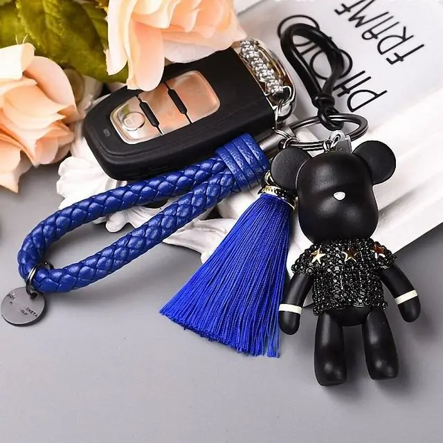 

Bomgom Tassels Cartoon Popobe Gloomy Bear Keychain Cute Bag Charm Holder Cartoon Straps Key Chain Key Ring Pendant Kids Toy F34