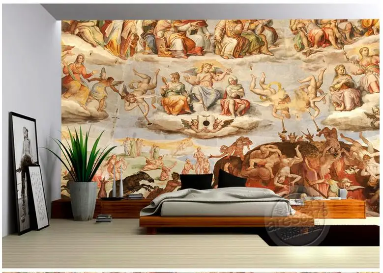 3dの壁壁画壁紙カスタム画像壁画ヨーロッパ油絵神話天使と悪魔壁画ウォールペーパー3dルームのインテリア Wall Paper 3d Wall Papermural Wall Paper Aliexpress