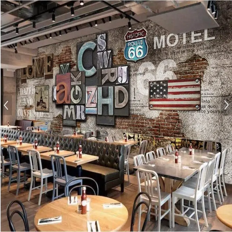 

Large custom mural wallpaper cafe restaurant background wall paper LOVE letter 3D three-dimensional decorative wallpaper