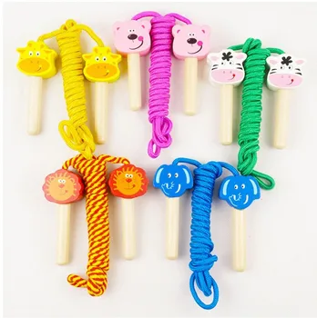 

Wholesale 30pcs/lot Non-Poisonous Colorful Kindergarten Pupil Kids Children Cartoon Cute Wooden Handle Skipping Jump Rope