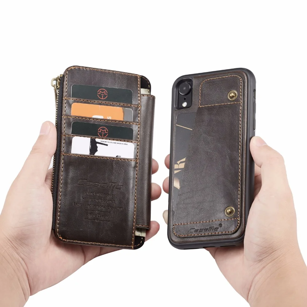 Для iPhone XS Max XR 11 Чехлы CaseMe съемный кожаный чехол портмоне с откидной крышкой