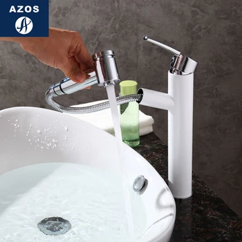 

Bathroom Faucet Pull Out Single Handle Shower Swivel Spout Vessel Sink Mixer Tap Brushed Nickel Chrome Polish 2 Color CLMP023Z