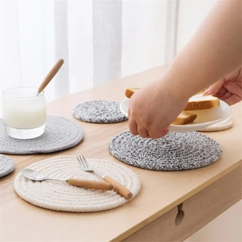 

1x Round Knitting Cotton Anti-hot Tablemat Plate Cup Mat Dinnerware Dinner Dish Bowl Pad Non-slip Anti-scalding Placemat Coaster