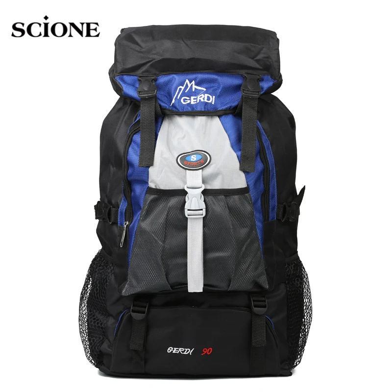 

75L Outdoor Sports Bags Waterproof Nylon Hiking Camping Mountaineering Fishing Backpack Women Men Rucksack Big Knapsack XA567YL