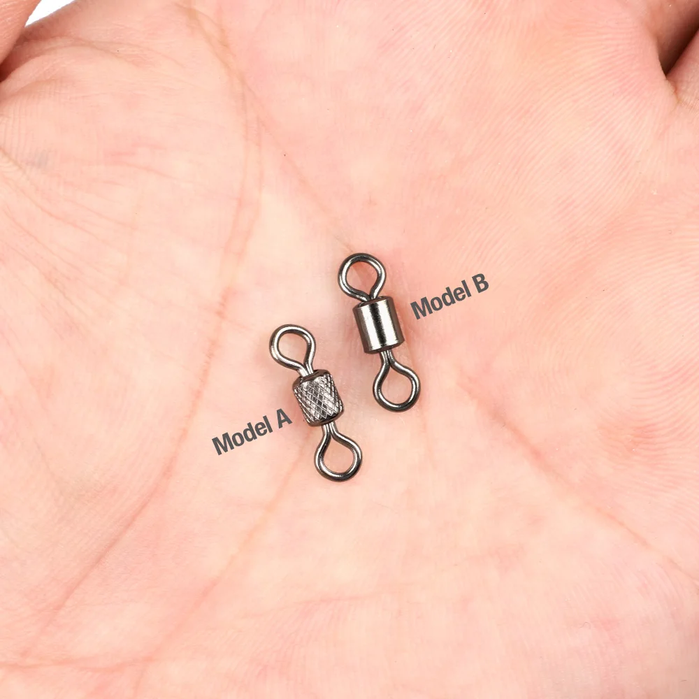 DONQL 50100pcs Barrel Rolling Swivel Fishing Connector 1#-12# Bearing Swivel Solid Rings For Fishhook Fishing Accessories       (8)