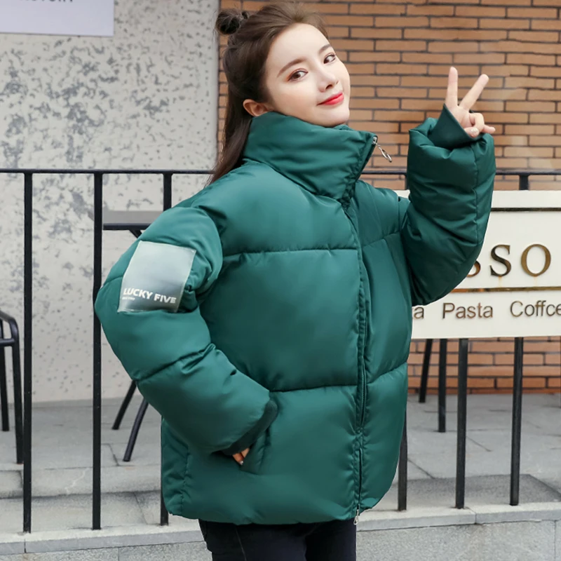 

2019 Stand Collar Women Winter Jacket 5 Colors Cotton Padded Warm Thicken Female Coat Short Parka Korean Style