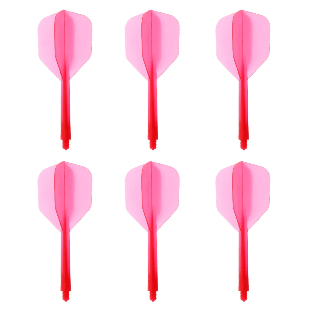 6 Pieces ABS Plastic Transparent 2BA Thread Dart Shafts with Dart Flights Connection
