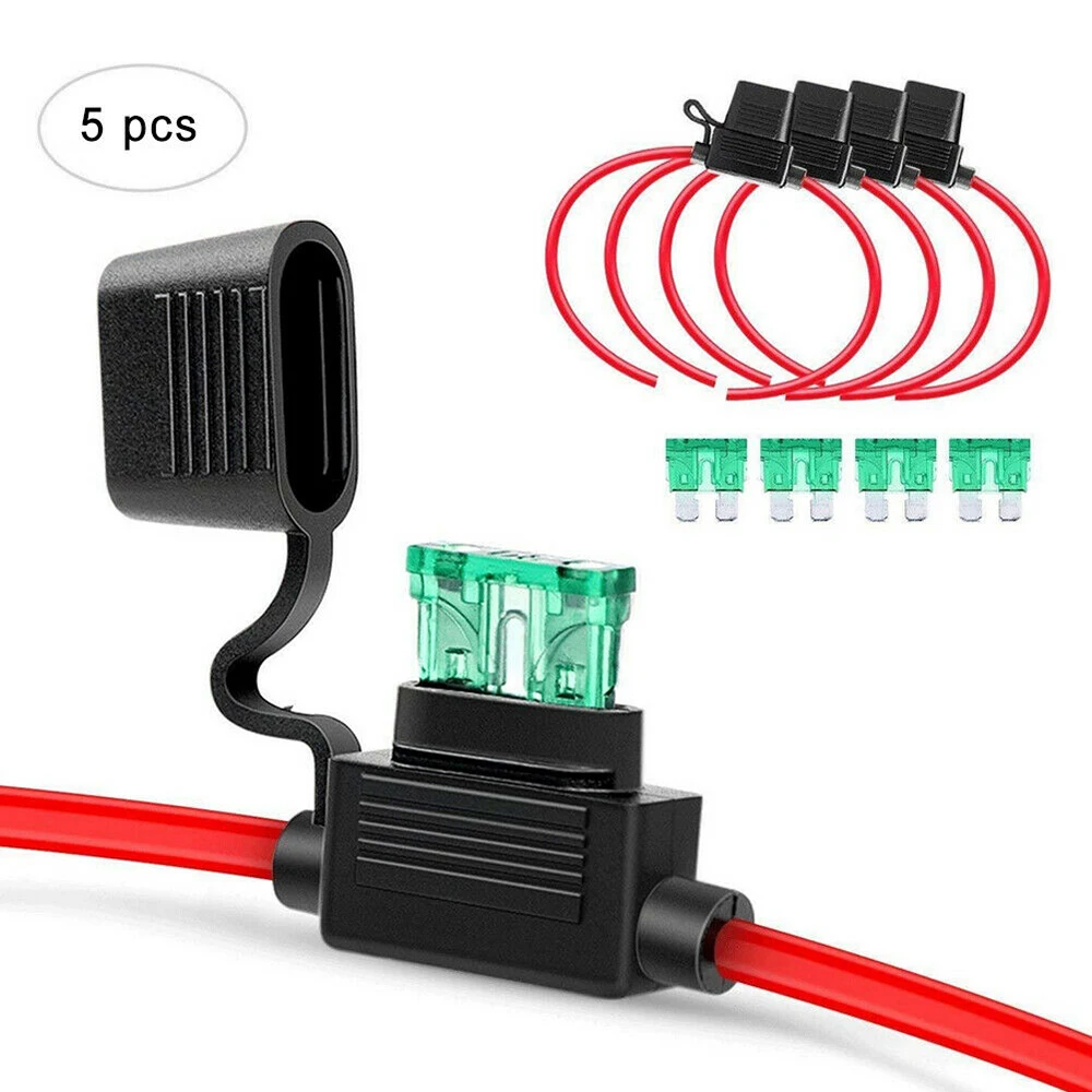 

5 Set 12 Gauge ATC/ATO Inline Fuse Holder with 30A Fuse Blade for Car Boat