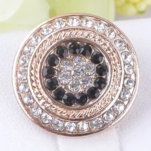 Модные красивые круглый горный хрусталь Золотой 18 мм Кнопки Fit оснастки браслет оснастки ювелирные изделия оптом kz1324