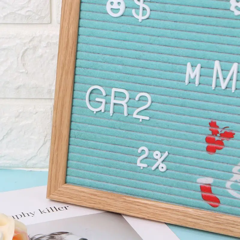 Felt Letter Board 10x10 Inch Solid Oak Wood Material With 340 White Letters Numbers Bag And Wood Easel